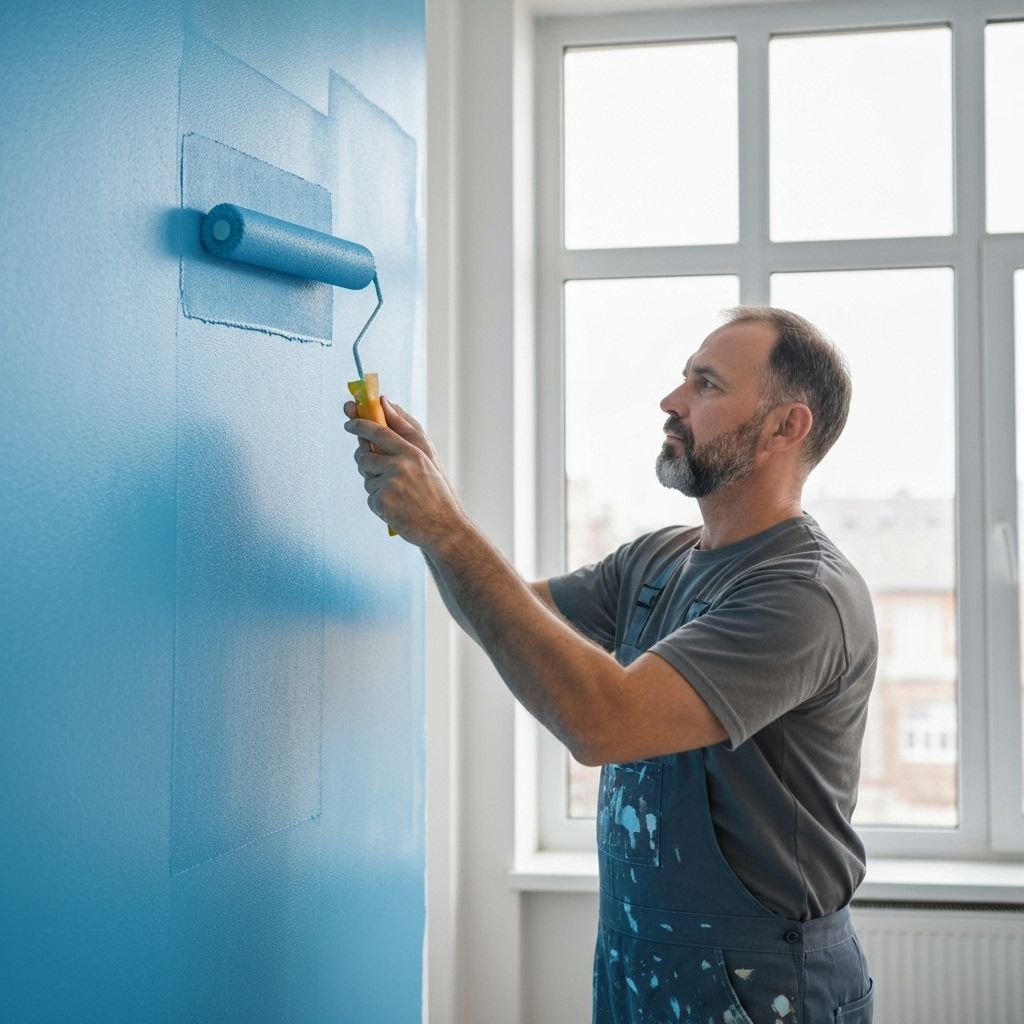 Professional painter and decorator at work