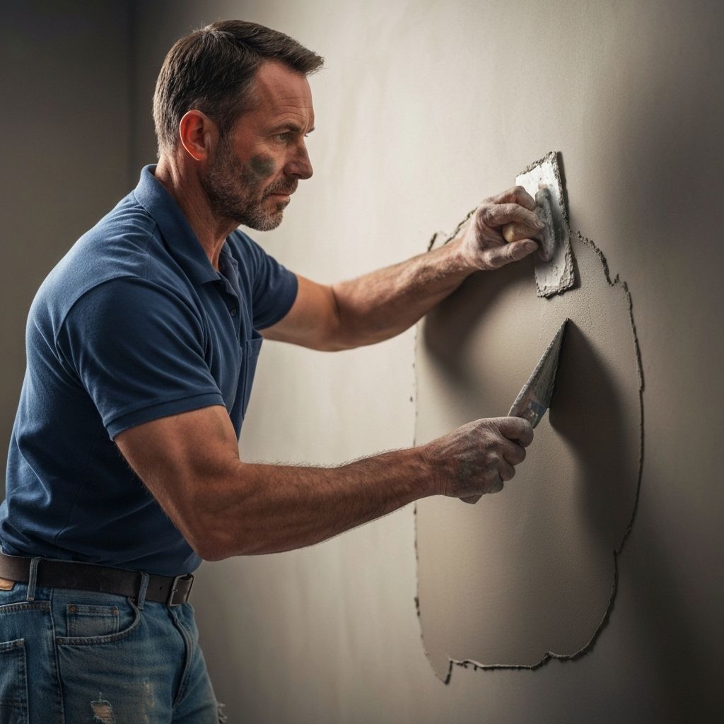 Professional plasterer at work